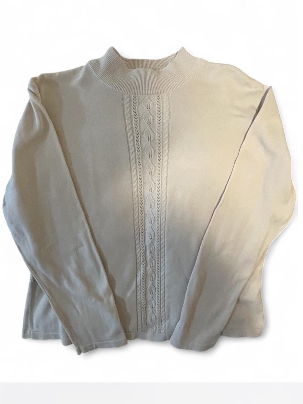 Vintage Proportion Petite Company Ivory Mock Neck Sweater XL Cable Knit
